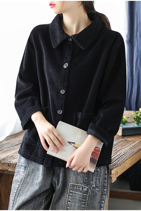 Long Sleeve Loose Corduroy Shirt Tops C2981