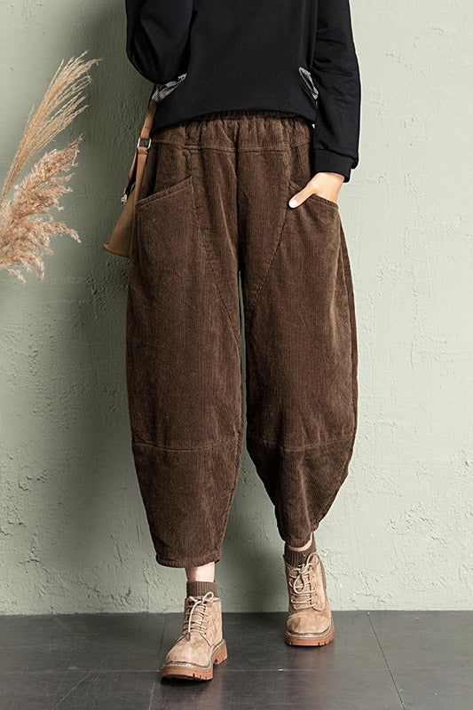 High Waist Loose Corduroy Pants C2957