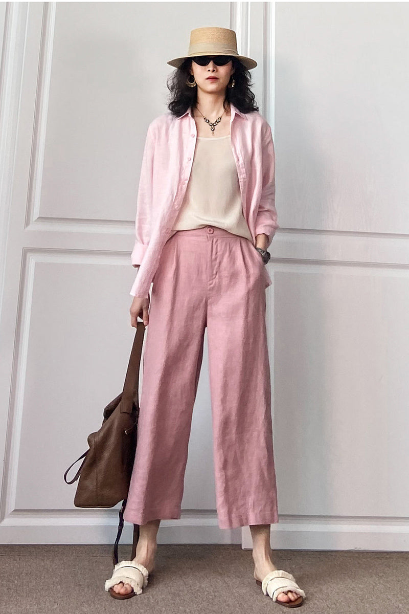 Cotton Linen Wide Leg Women Casual Pants C2892