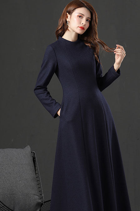 Vintage inspired dress, Long sleeve A Line Dress C2536
