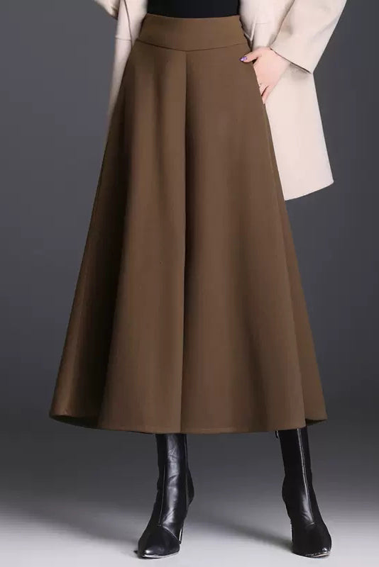 A-Line Wide Leg Wool Skirt Pants C3059