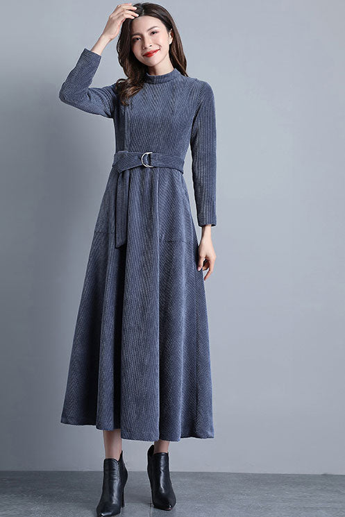 Women‘s Long Maxi Corduroy Dress C2530