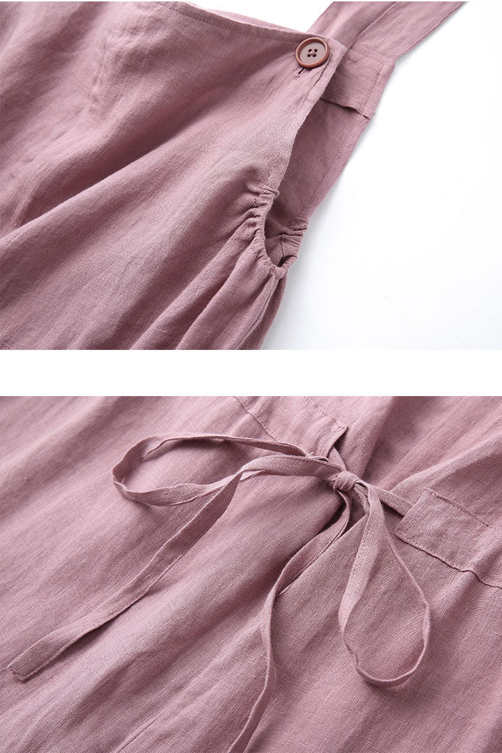 Women Spring Summer Casual Cropped Linen Overalls C2899