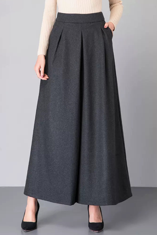 Winter Thick Wide Leg Wool Pants C3050