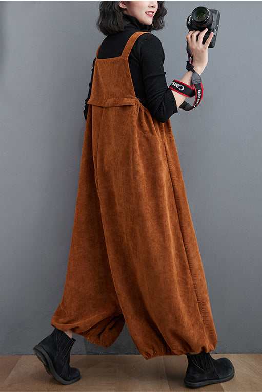 Women Casual Loose Corduroy Overalls C2986