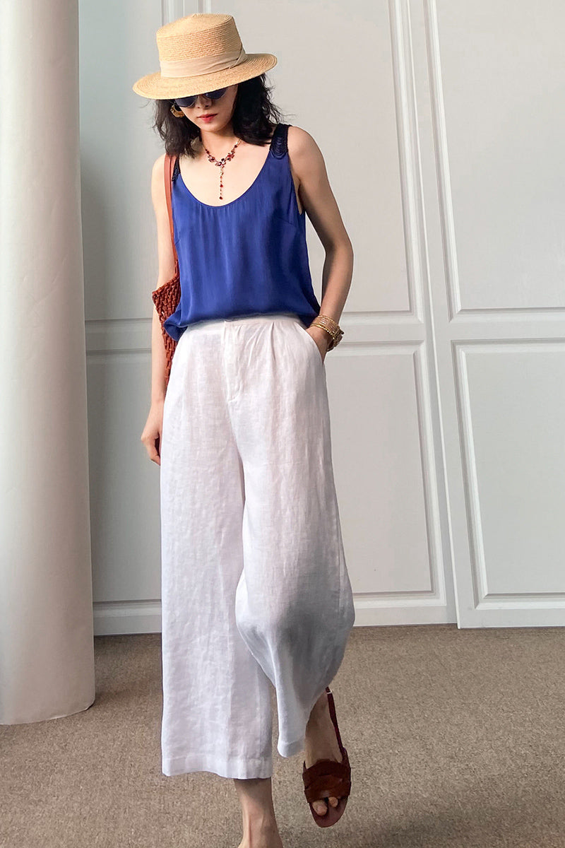 Cotton Linen Wide Leg Women Casual Pants C2892