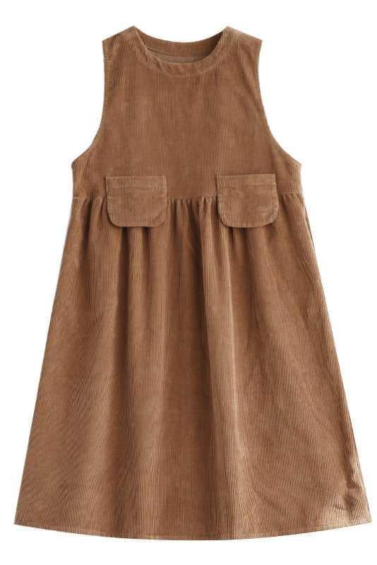 Women Autumn Sleeveless Corduroy Dress C2985