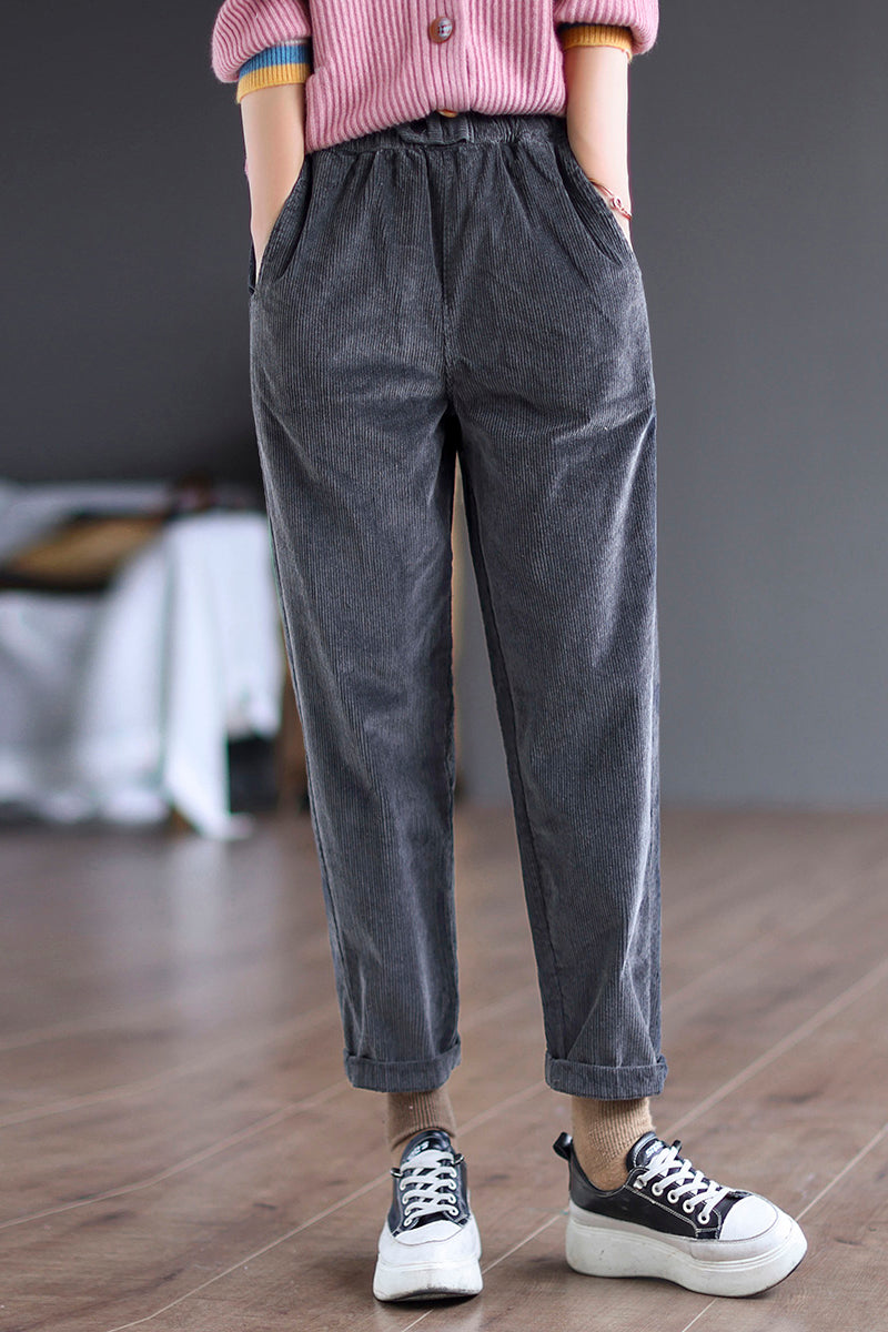 Women Soft Simple Corduroy Pants C2972
