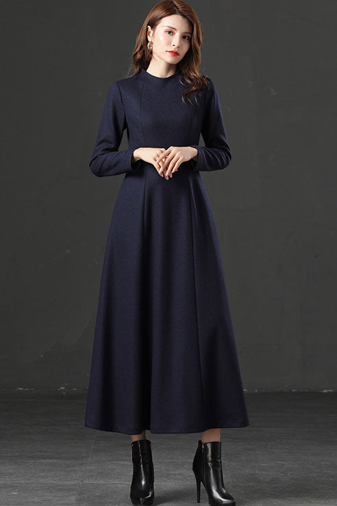 Vintage inspired dress, Long sleeve A Line Dress C2536