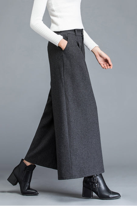 Plus Size Wide Leg Wool Pants C3053