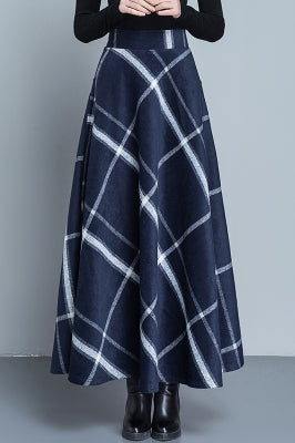 Autumn Winter Plaid Wool Skirt C3100