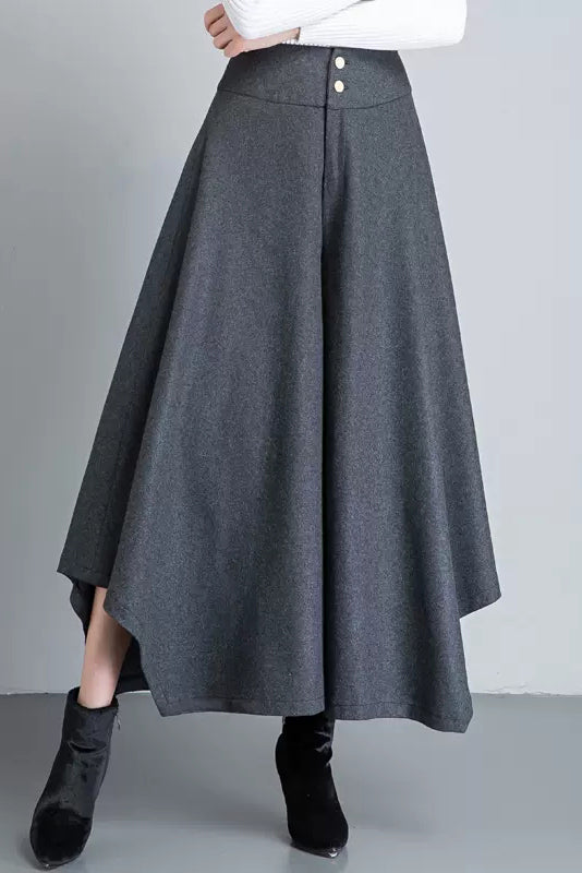 Asymmetrical Wide Leg Wool Pants C3052