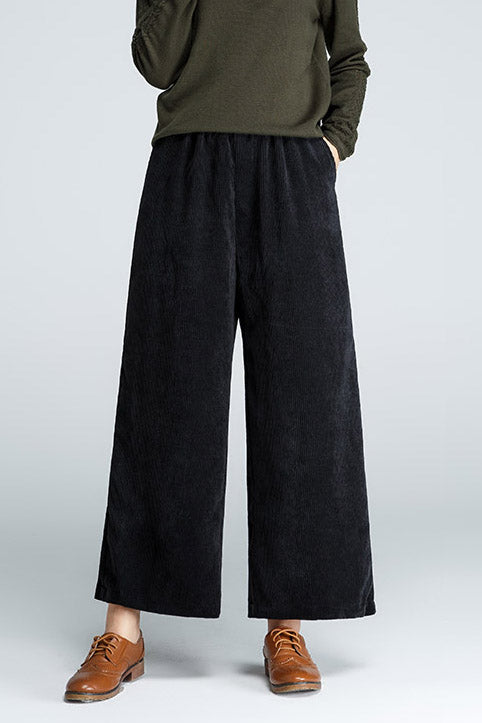 High Waist Wide Leg Corduroy Pants C2960