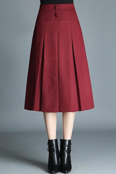 wine red skirt
