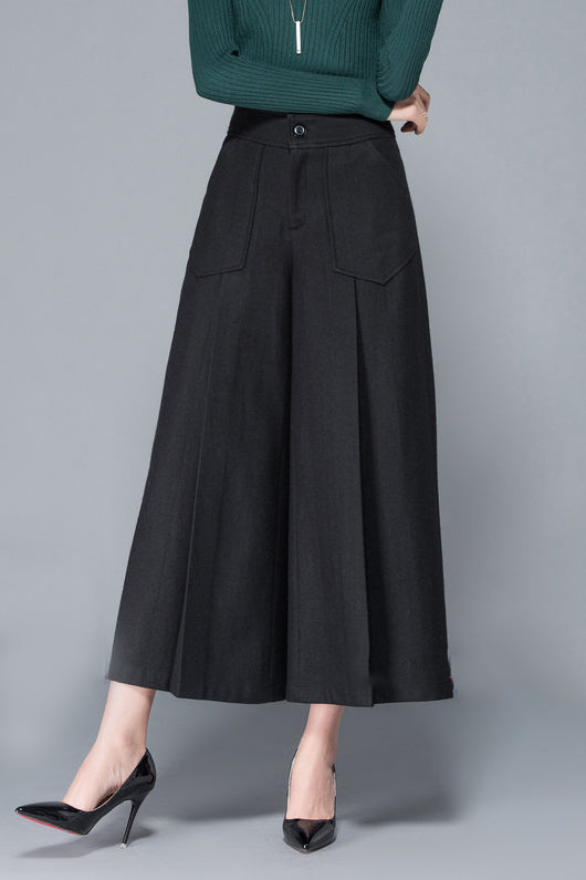 Women Wide Leg Wool Pants C3047