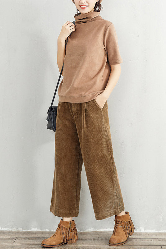 Women Wide Leg Corduroy Pants C2953