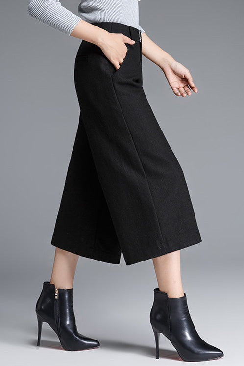 Women Loose Wide Leg Wool Pants C3055