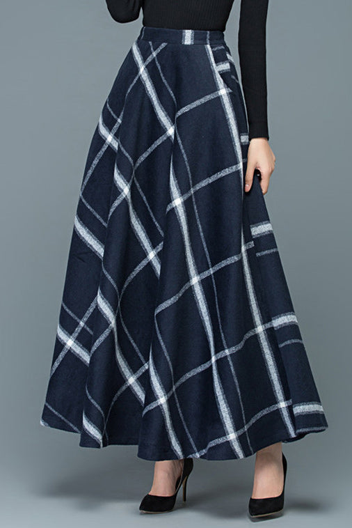 Autumn Winter Plaid Wool Skirt C3100