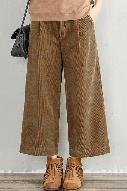 Women Wide Leg Corduroy Pants C2953