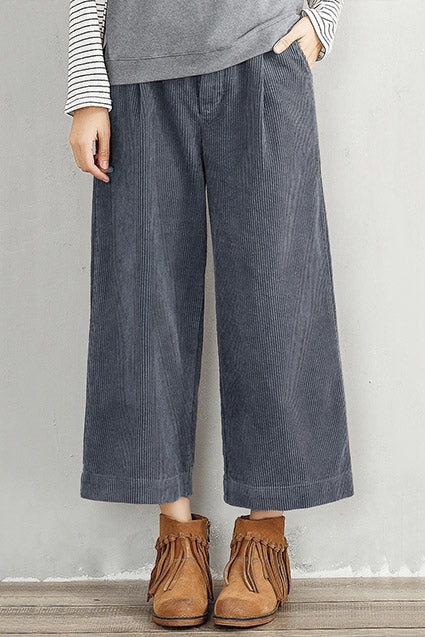 Women Wide Leg Corduroy Pants C2953
