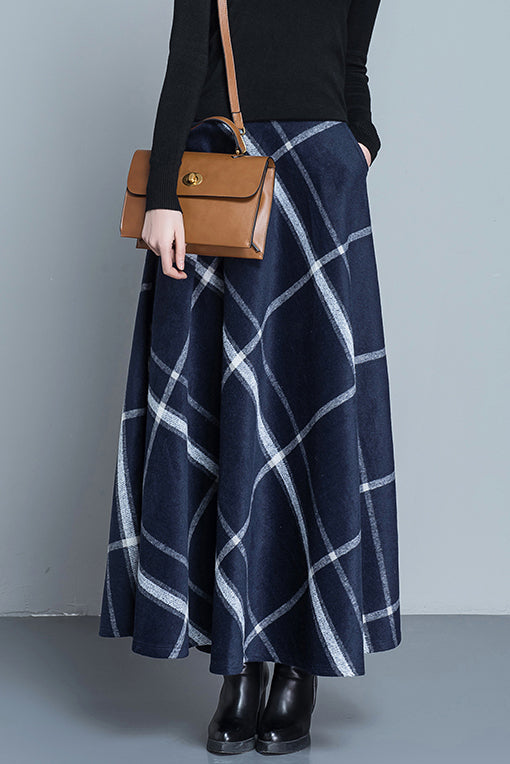 Autumn Winter Plaid Wool Skirt C3100