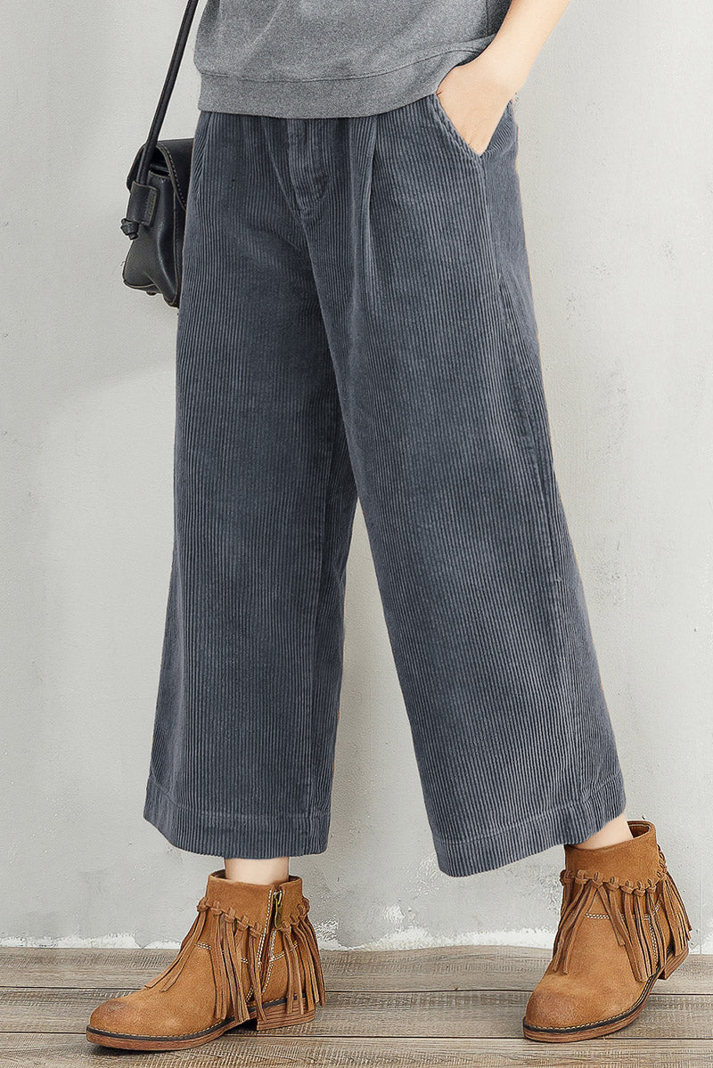 Women Wide Leg Corduroy Pants C2953