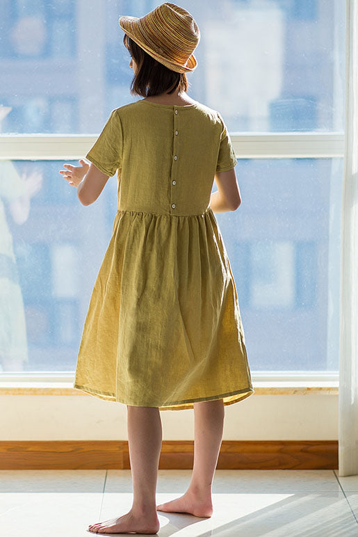 New Summer Women Linen Loose Dress C2898