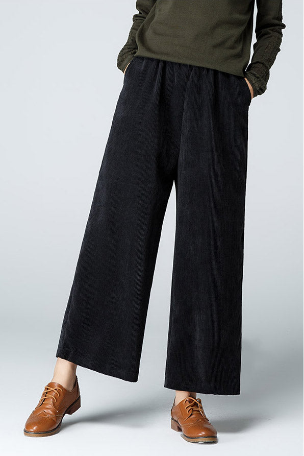 High Waist Wide Leg Corduroy Pants C2960
