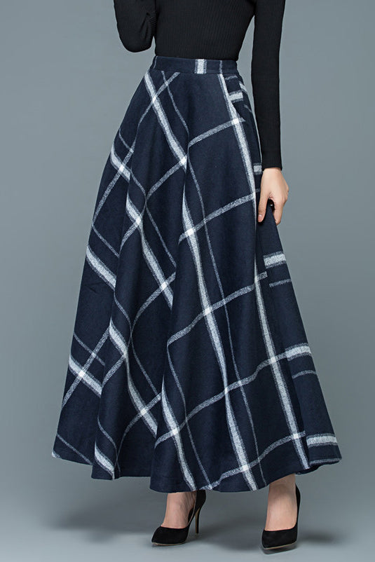 Autumn Winter Plaid Wool Skirt C3100
