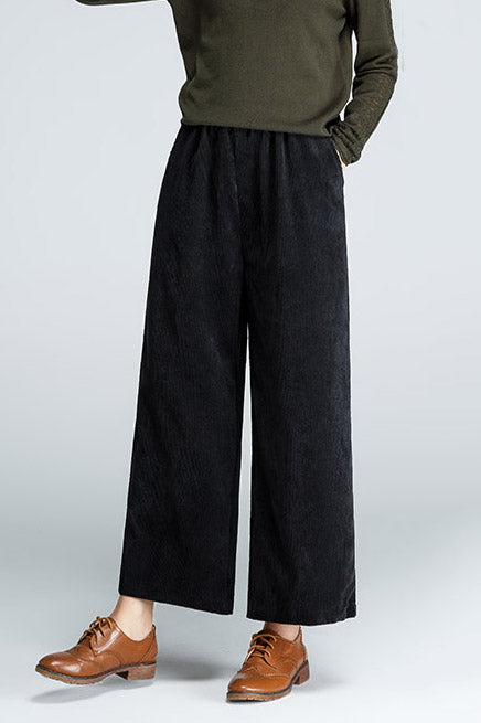 High Waist Wide Leg Corduroy Pants C2960