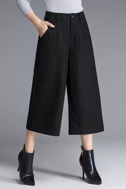 Women Loose Wide Leg Wool Pants C3055