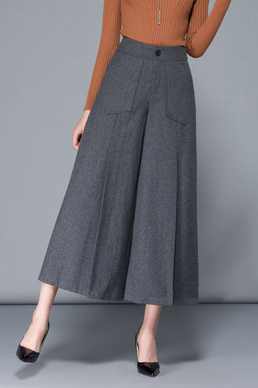 Women Wide Leg Wool Pants C3047