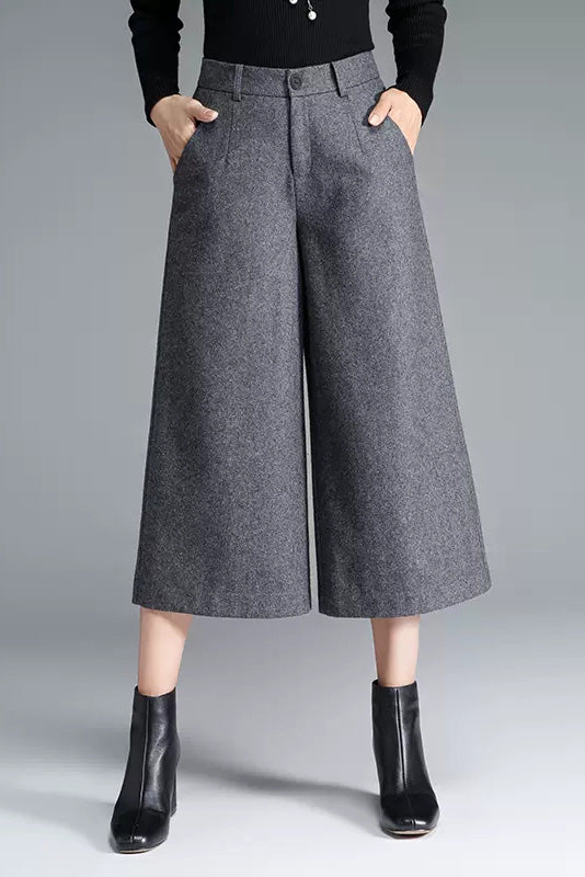 Women Loose Wide Leg Wool Pants C3055