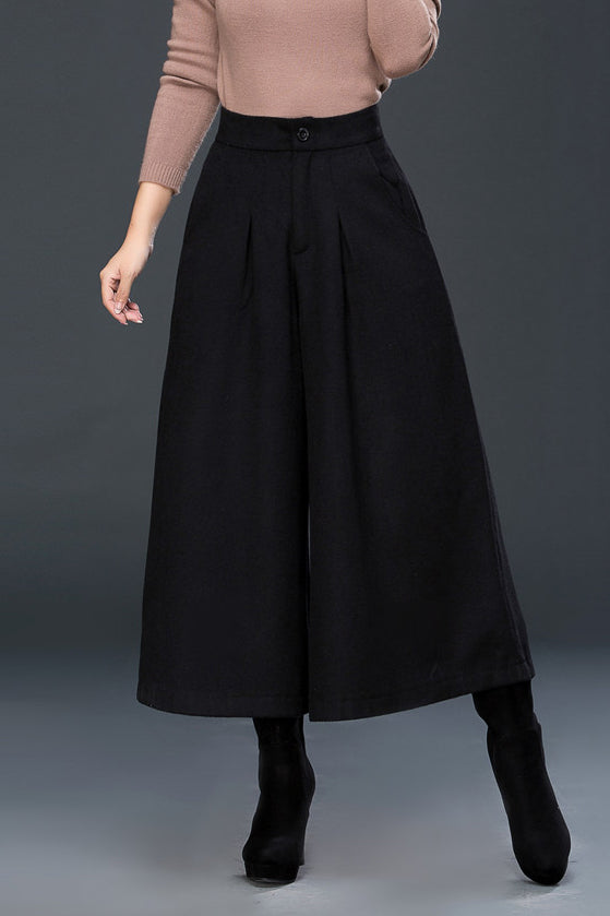 Autumn Winter Wide Leg Wool Pants C3049