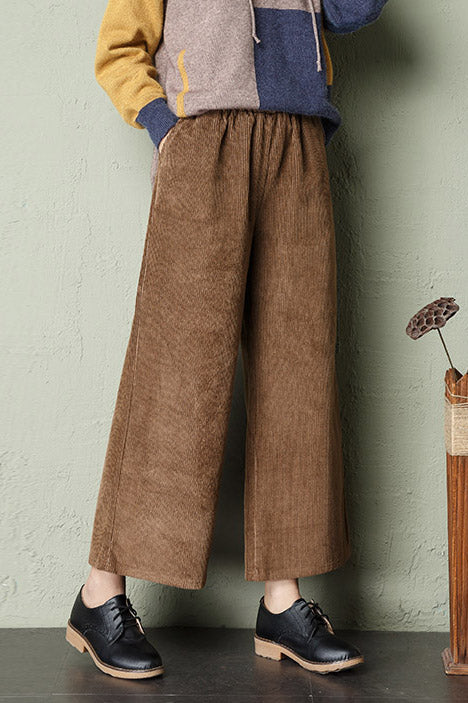 High Waist Wide Leg Corduroy Pants C2960