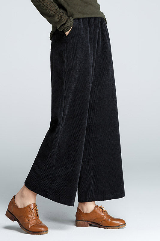 High Waist Wide Leg Corduroy Pants C2960