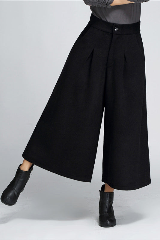 Autumn Winter Wide Leg Wool Pants C3049