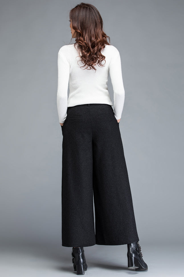 Plus Size Wide Leg Wool Pants C3053