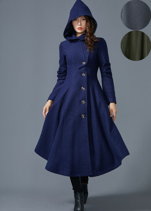 Handmade Hooded Maxi Wool Coat C1618