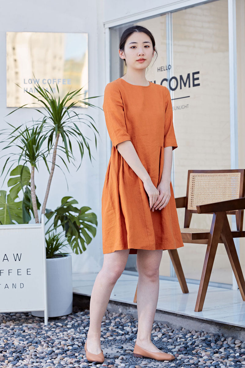 Summer Half Sleeve Plus Size Linen Dress C216901