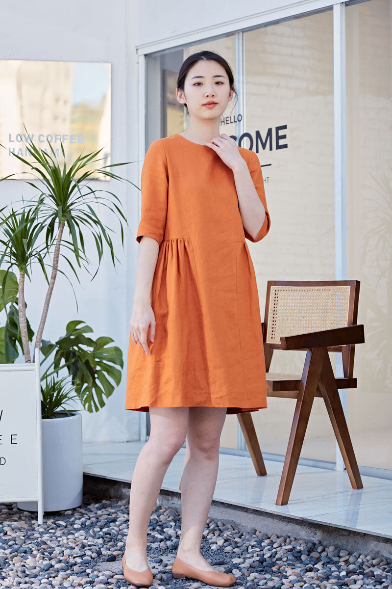Summer Half Sleeve Plus Size Linen Dress C216901