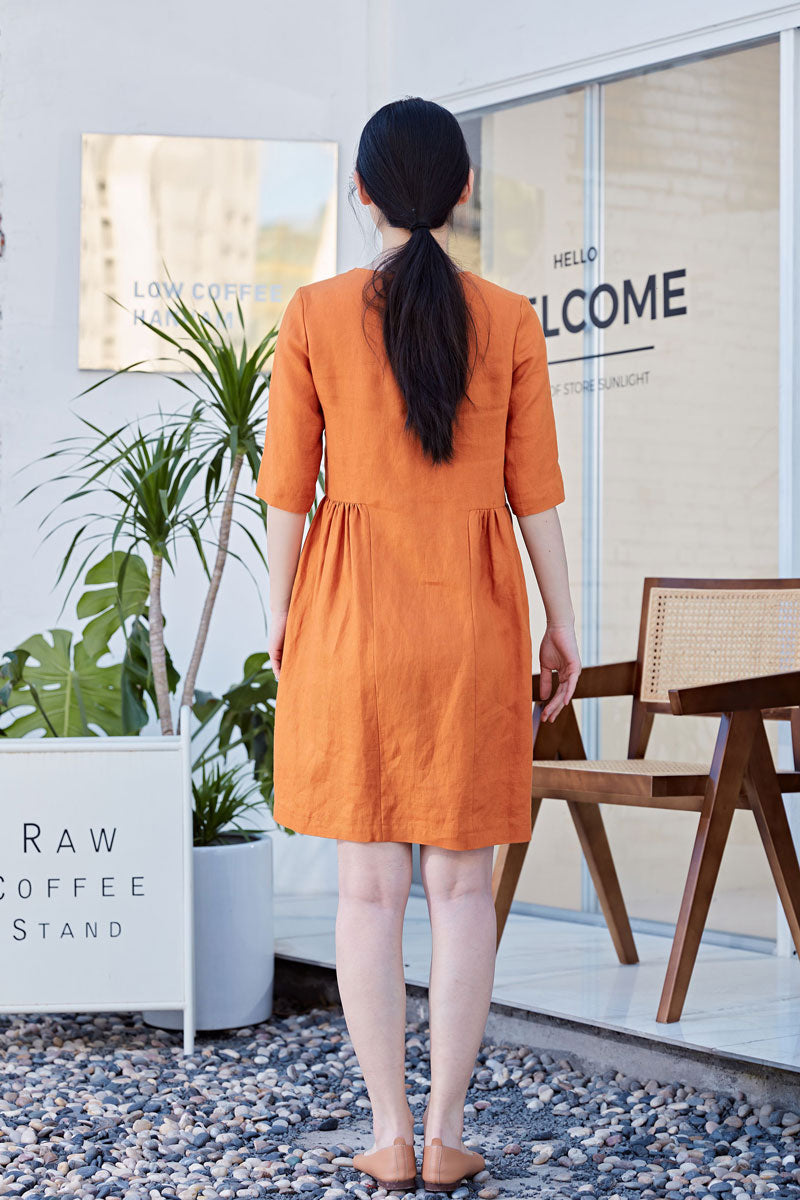 Summer Half Sleeve Plus Size Linen Dress C216901