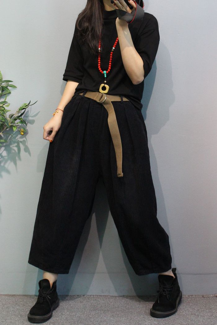 Casual loost fit corduroy pants A023