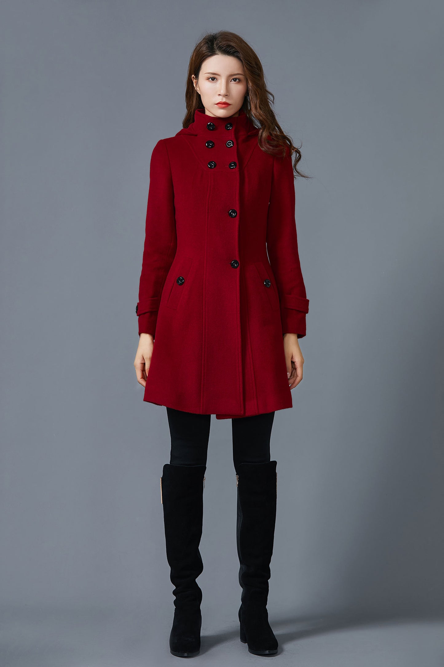 wine red coat