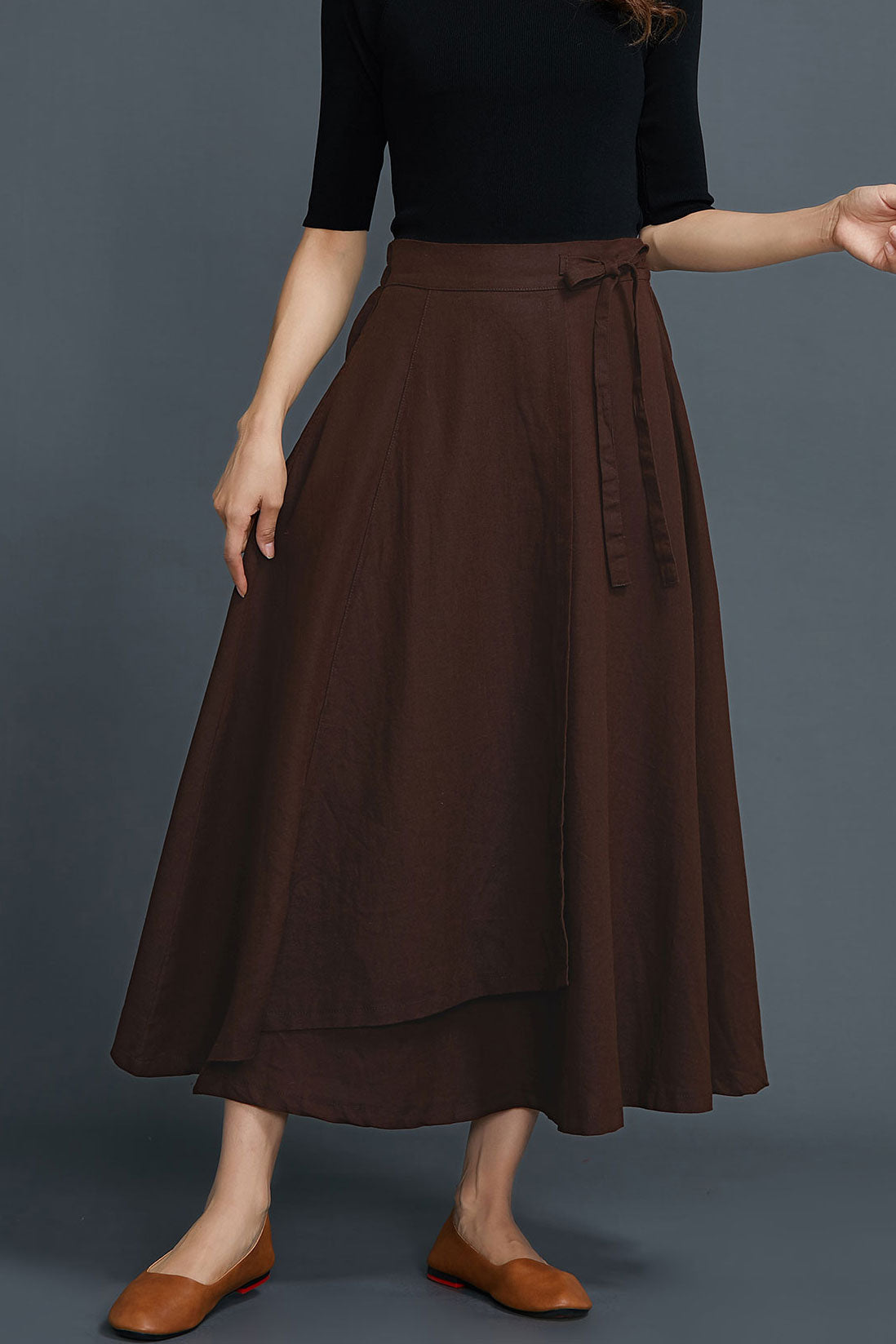 Linen wrap maxi skirt C1651