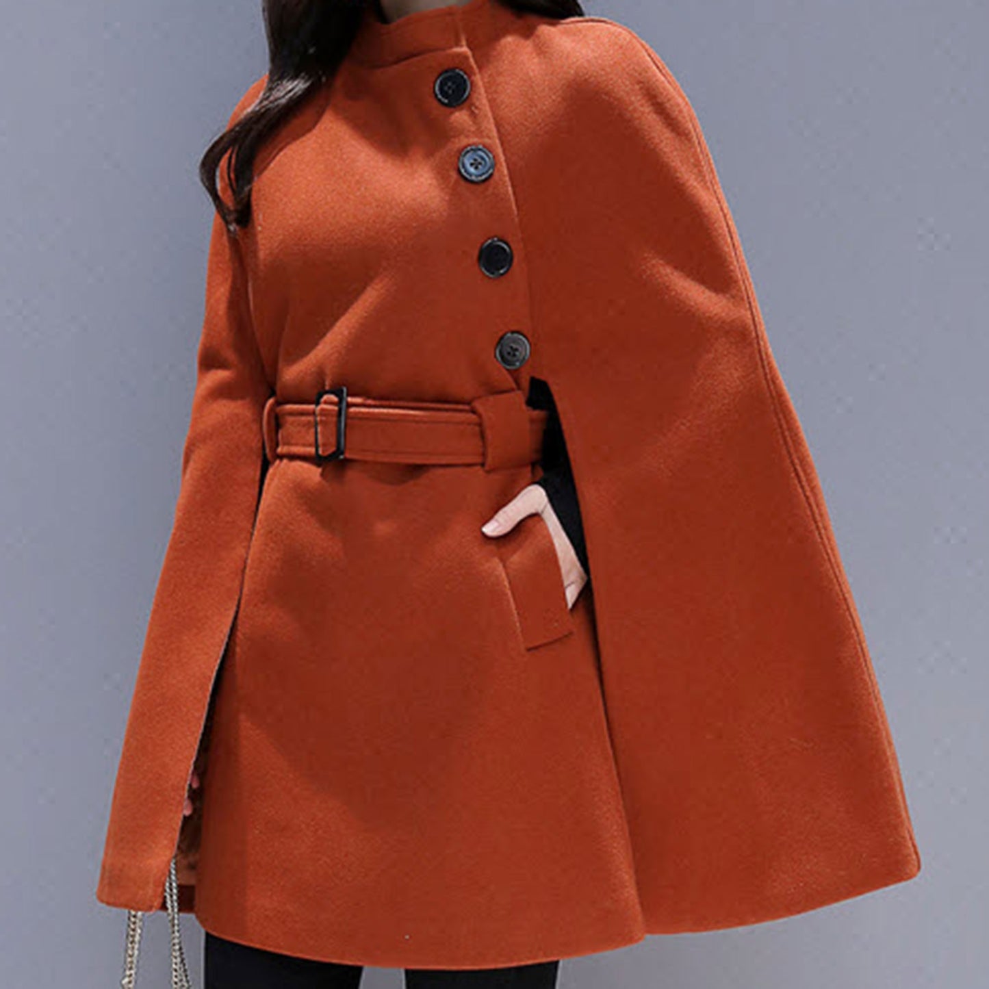 Oversized Wool Poncho Jacket, Winter Fall Short Cloak Coat C2546
