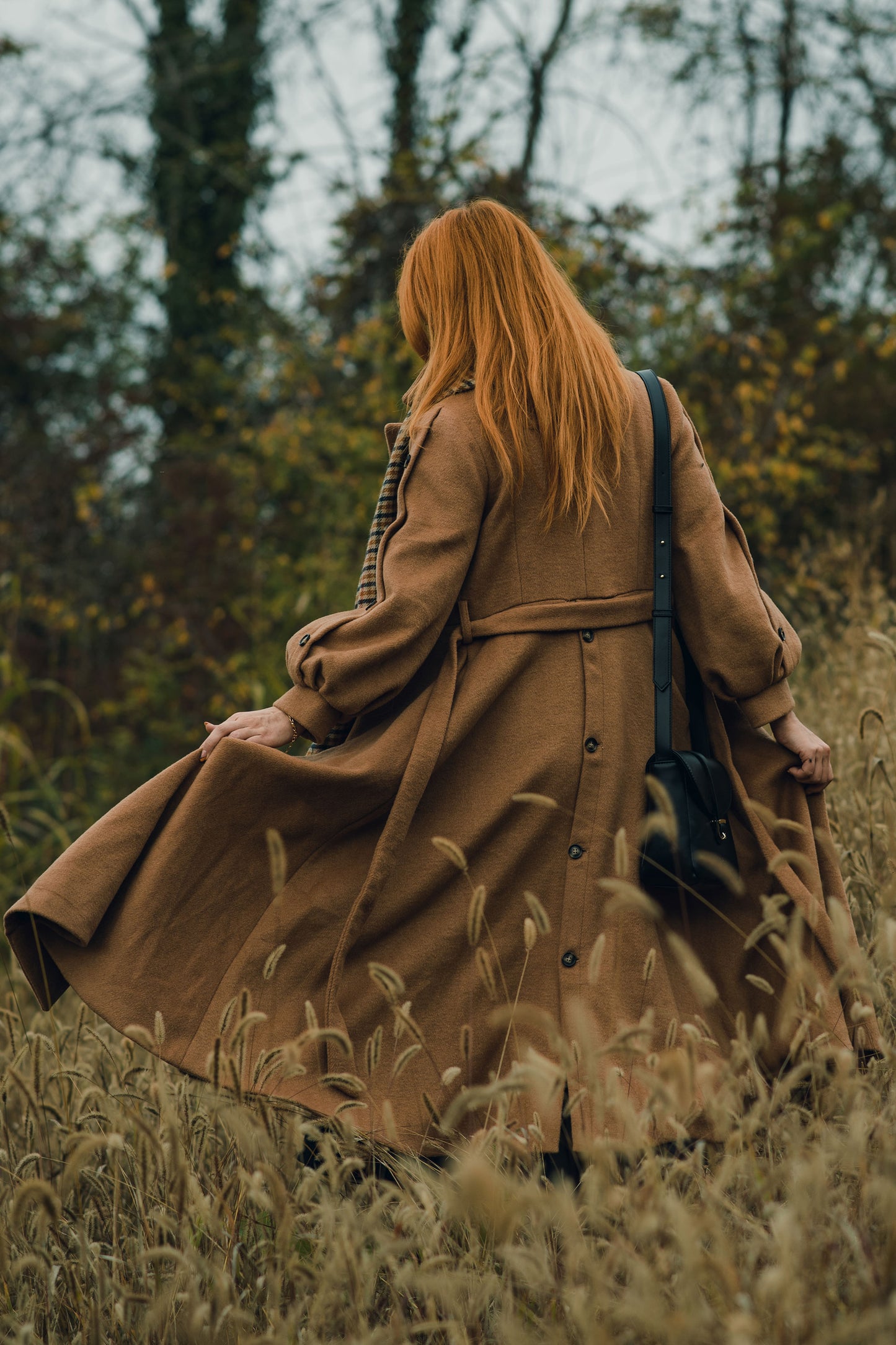 Double Breasted Belted Wool Coat C3141