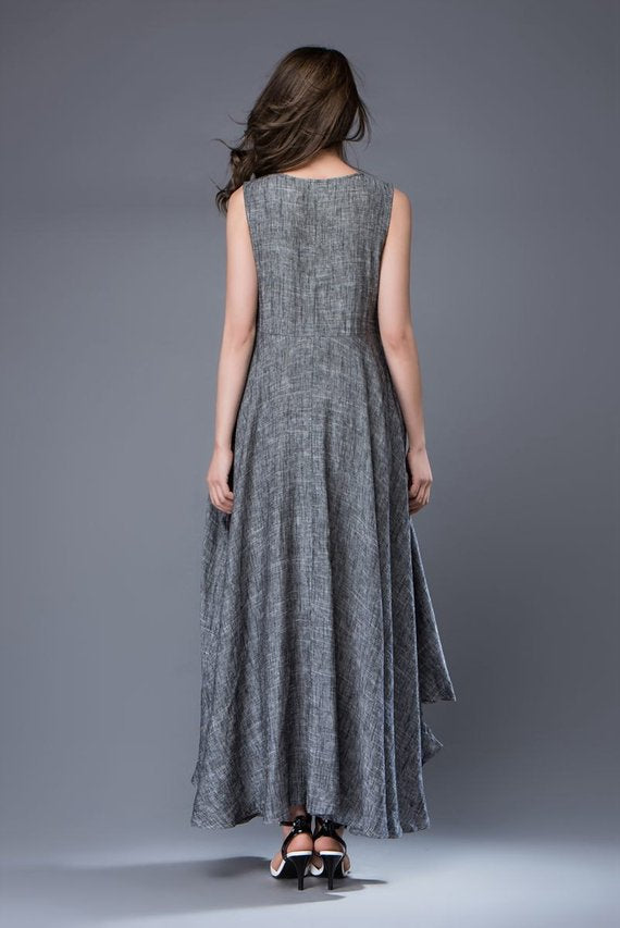round neck linen dress