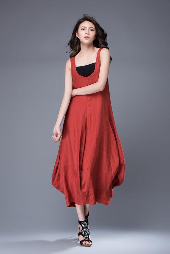 sleeveless linen dress