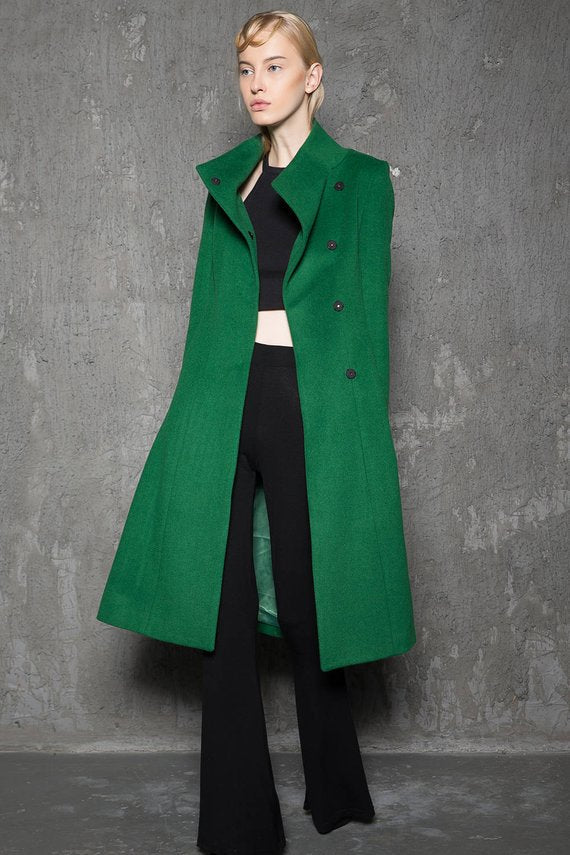 Women Asymmetrical Elegant Wool Coat C713#